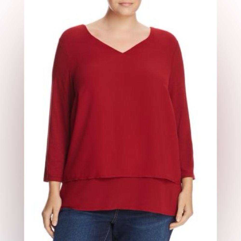 Michael Kors Mixed Media Layered-Hem Top Size XS